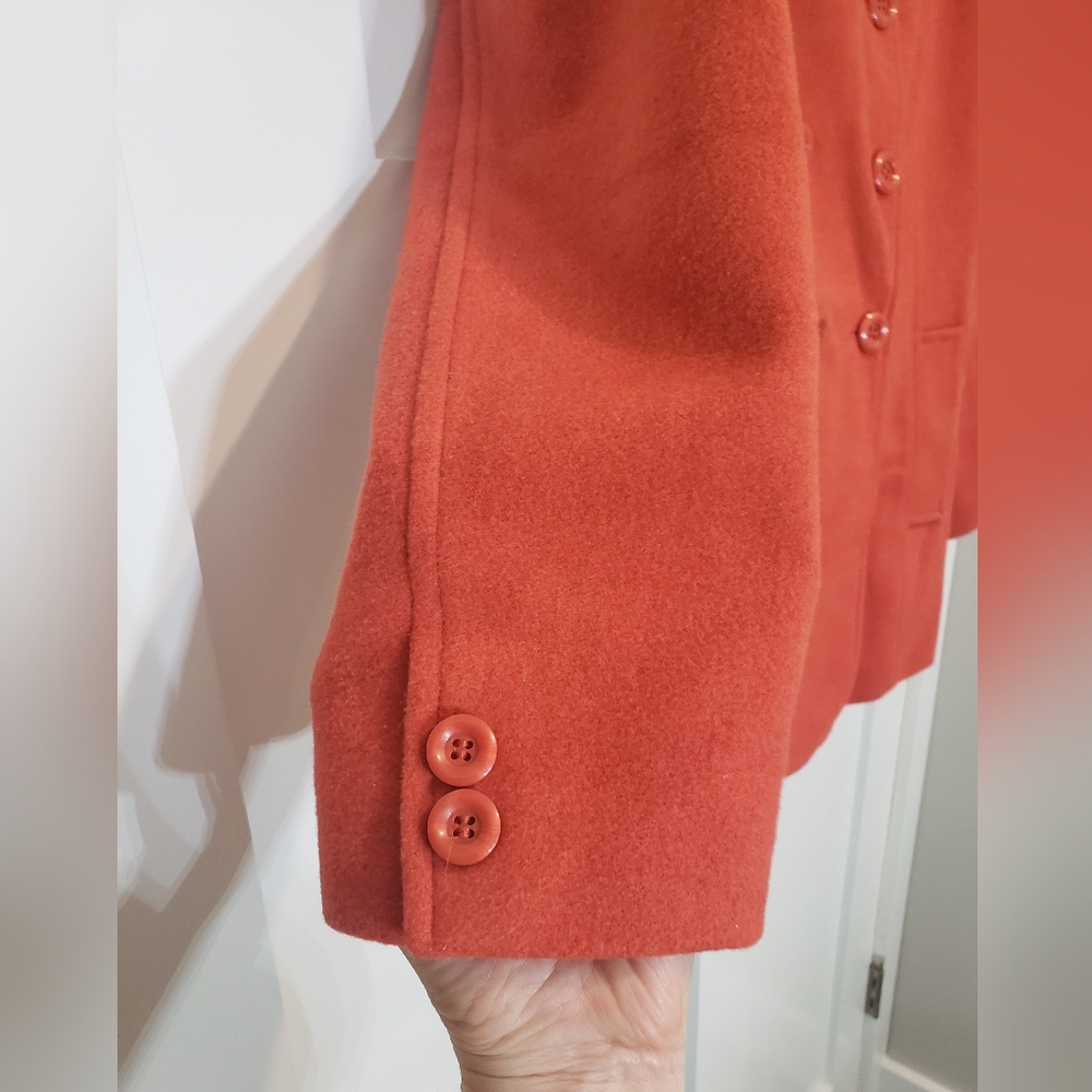 Chadwicks Wool Blend Pea Coat Double Breasted Size 10P Pockets Orange - Picture 8 of 16